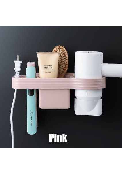 Pembe Bir Stil Banyo Organizer Depolama Rafı Saç Kurutma Makinesi Tutucu Bukle Sihirli Raf Seti (Yurt Dışından)