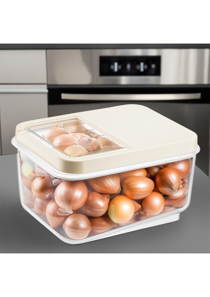2'li 16 Litre Sürgülü Kapak Sebzelik, Patates Soğan Sebze Saklama Kabı, Erzak Saklama Kabı-Krem modelleri