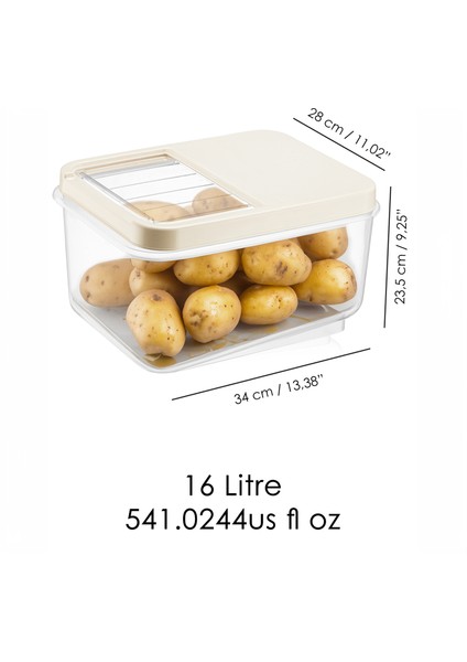 2'li 16 Litre Sürgülü Kapak Sebzelik, Patates Soğan Sebze Saklama Kabı, Erzak Saklama Kabı-Krem fırsatları