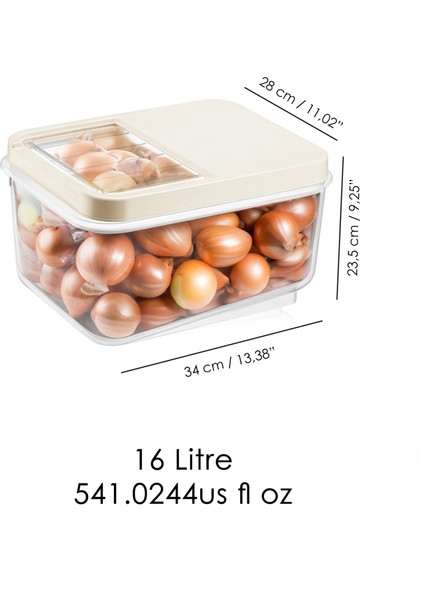 2'li 16 Litre Sürgülü Kapak Sebzelik, Patates Soğan Sebze Saklama Kabı, Erzak Saklama Kabı-Krem indirimleri