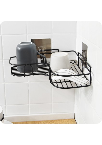 2 Adet Beyaz Büyük Stil Duvara Montaj Delme Gerektirmeyen Demir Banyo Rafı Şampuan Yer Tutucu Süngerli ve Askılı Duş Oda Saklama Aracı (Yurt Dışından) modelleri