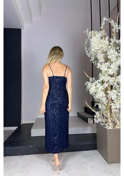 G1000 Midi Boy Payet Abiye Elbise Lacivert fırsatları