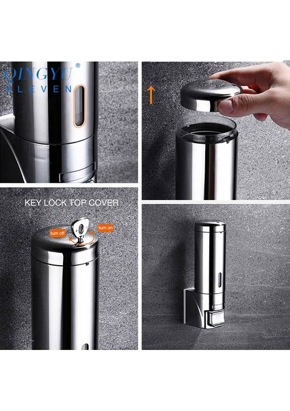 300ML Stili Yeni Sabunluk Duvara Monte Banyo Otel Şampuan Losyon Sıvı Sabun Dağıtıcısı Paslanmaz Çelik El Sabunu Dağıtıcısı (Yurt Dışından) fırsatları