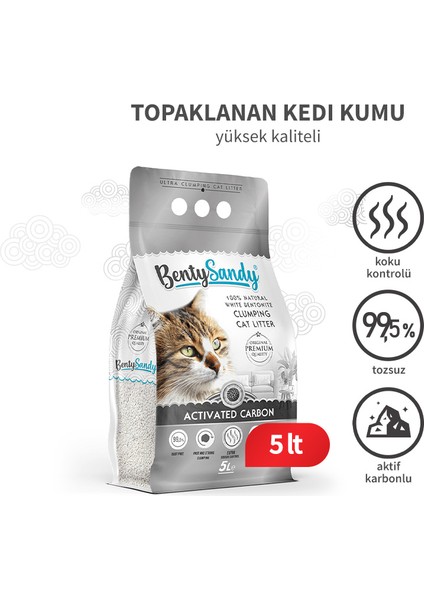 Activated Carbon Aktif Karbonlu Topaklanan Kedi Kumu 5 Lt