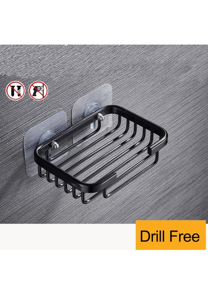 Siyah Stil Yaratıcı Matkap Gerektirmeyen Sabunluk Tutucu Duvara Monte Depolama Rafı Tuvalet Kutusu Sünger Banyo Aksesuarları (Yurt Dışından)