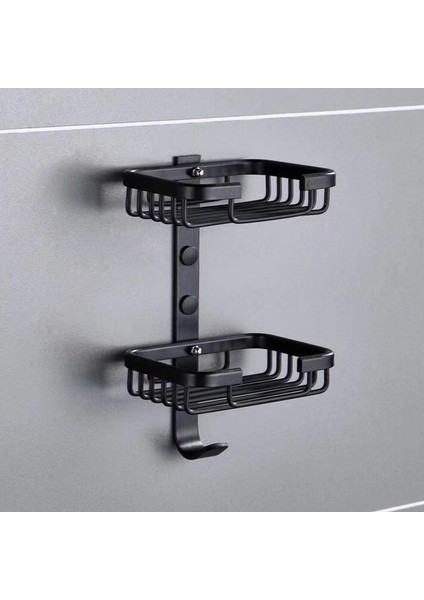 Çift Sabunlu Ağ Stili Langyo 55CM Mat Siyah Banyo Havlu Askısı Banyo Aksesuarları Delikli Banyo Aksesuarları Kolay Kurulum (Yurt Dışından)