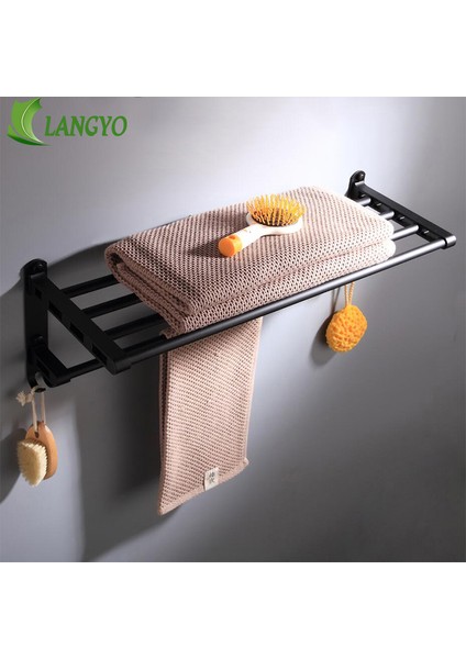 Çift Sabunlu Ağ Stili Langyo 55CM Mat Siyah Banyo Havlu Askısı Banyo Aksesuarları Delikli Banyo Aksesuarları Kolay Kurulum (Yurt Dışından) modelleri