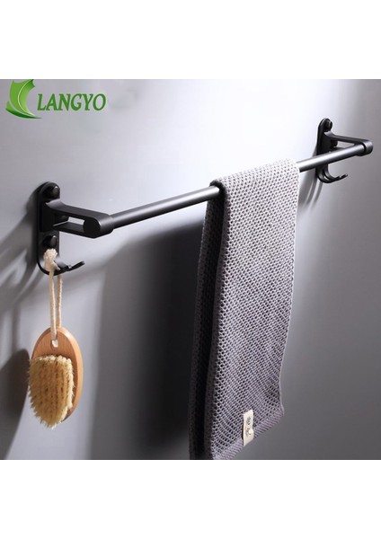 Çift Sabunlu Ağ Stili Langyo 55CM Mat Siyah Banyo Havlu Askısı Banyo Aksesuarları Delikli Banyo Aksesuarları Kolay Kurulum (Yurt Dışından) fırsatları