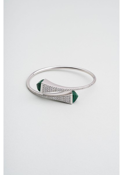 Euphoria 18 Ayar Beyaz Altın Kaplama Gümüş Kelepçe Bileklik