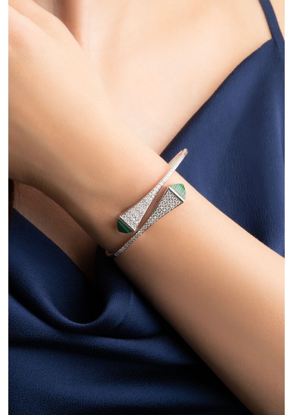 Euphoria 18 Ayar Beyaz Altın Kaplama Gümüş Kelepçe Bileklik modelleri