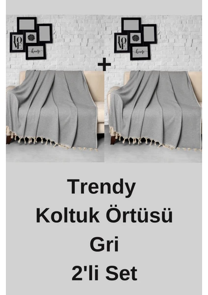 Denizli Concept Trendy Koltuk Örtüsü Gri 2'li Set