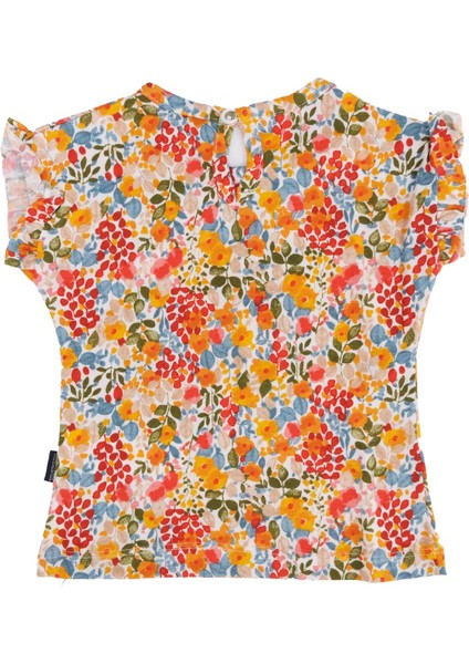 Renkli Çiçek Desenli Kolları Büzgülü T-Shirt 2'li Set modelleri