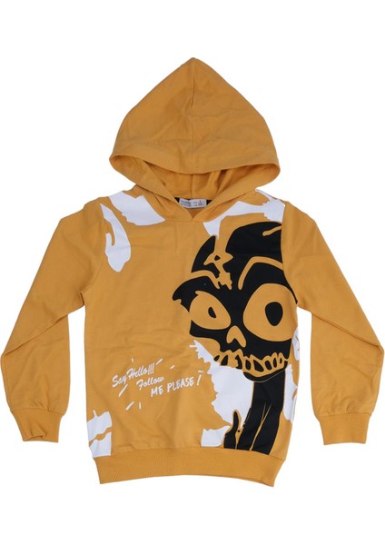 Kuru Kafa Baskılı Kapüşonlu Sweatshirt