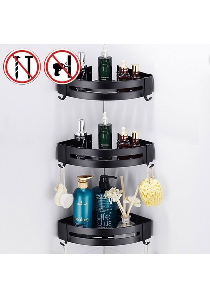 Ab X2 Stili Duvar-Delme Duş Depolama Rafı Tutucu Organizer Tuvalet Makyaj Lavabo Mutfak Aksesuarı ile Askılı Banyo Metal Raf (Yurt Dışından) modelleri