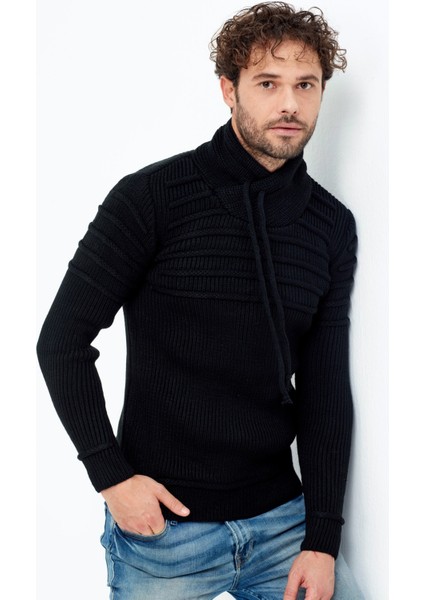 Kahverengi/laci Şal Yaka Gögüs Çizgili Triko Kazak fırsatları