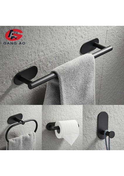 Tek Atış Stili Siyah Banyo Aksesuar Seti Havlu Askısı Çubuğu Rafı Kağıt Tutucu Diş Fırçası Tutucu Banyo Aksesuarları (Yurt Dışından) fiyatları