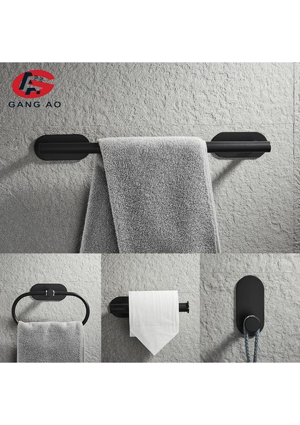 Tek Atış Stili Siyah Banyo Aksesuar Seti Havlu Askısı Çubuğu Rafı Kağıt Tutucu Diş Fırçası Tutucu Banyo Aksesuarları (Yurt Dışından) modelleri