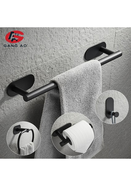 Tek Atış Stili Siyah Banyo Aksesuar Seti Havlu Askısı Çubuğu Rafı Kağıt Tutucu Diş Fırçası Tutucu Banyo Aksesuarları (Yurt Dışından) fırsatları