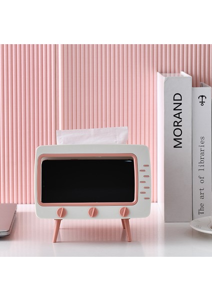 Pembe Tarzı Yaratıcı Kâğıt Havlu Kutusu Tv Şekilli Masaüstü Fg ile Cep Telefonu Tutucu Saklama 2'li Peçete Kutusu Saklama Kutusu Organizatör (Yurt Dışından) modelleri