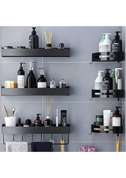 40CM Havlu Askısı Kanca Stili Duvar Rafı Siyah Banyo Tuvalet Rafı Köşe Rafı Duvara Monte Siyah Alüminyum Alaşım Mutfak Depolama Tutucu (Yurt Dışından) fırsatları