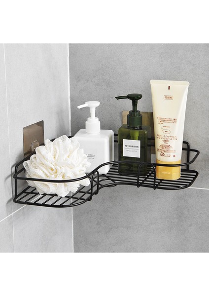 Bir Stil Duş Duvar Montajlı Şampuan Rafı Suction Cup Olmadan Matara Depolama Tutucu Banyo Aksesuarları (Yurt Dışından) fırsatları