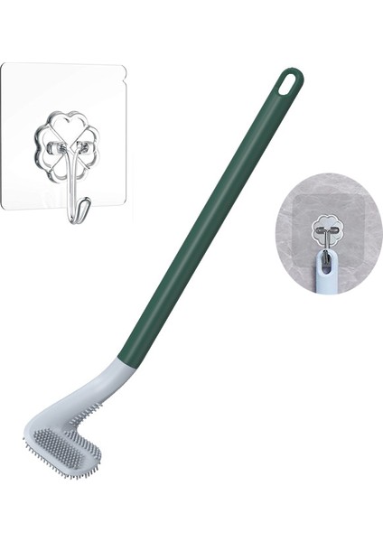 Yeşil Stil Kanca ile Hızlı Kuruyan Modern Banyo Aksesuarları Silikon Tuvalet Fırça Golf Kaymaz Uzun Sap Tuvalet Temizleme Fırçası (Yurt Dışından)