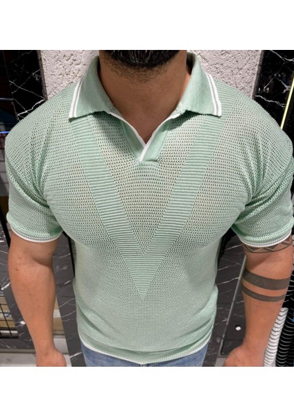 Erkek Yumuşak Dokulu Polo Yaka Triko T-Shirt