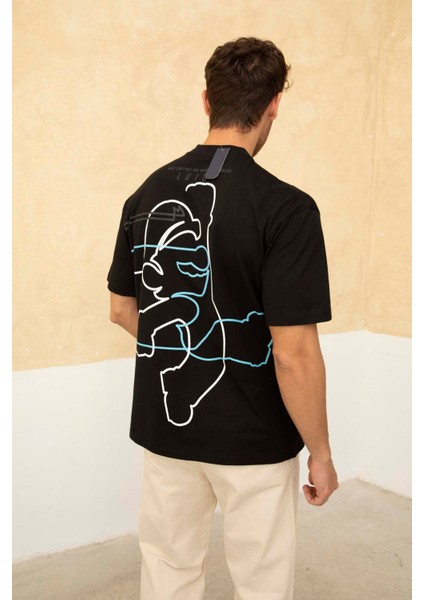 Erkek Super Mario Ön ve Arka Baskılı Bisiklet Yaka T-Shirt indirimleri
