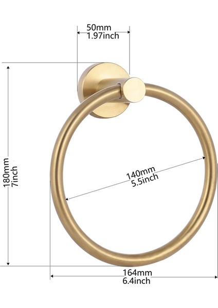 Cilalı Stil 1 Parça Fırçalanmış Altın Paslanmaz Çelik Havlu Askısı Banyo Duvara Monte Yuvarlak Havlu Halkaları Havlu Rafı Mutfak Depolama Aksesuarları (Yurt Dışından) fırsatları