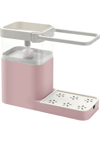 Pembe Tarzı Mutfak Banyo Için Sıvı Konteyner Sünger Tutucu Tepsi Havlu Rafı Drenaj Organizatörü Temizlik Sıvısı Bidon Pompalı Dispenser (Yurt Dışından)