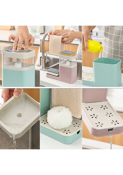 Pembe Tarzı Mutfak Banyo Için Sıvı Konteyner Sünger Tutucu Tepsi Havlu Rafı Drenaj Organizatörü Temizlik Sıvısı Bidon Pompalı Dispenser (Yurt Dışından) fırsatları