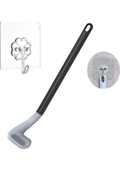 Siyah Stil Kanca ile Hızlı Kuruyan Modern Banyo Aksesuarları Silikon Tuvalet Fırça Golf Kaymaz Uzun Sap Tuvalet Temizleme Fırçası (Yurt Dışından)