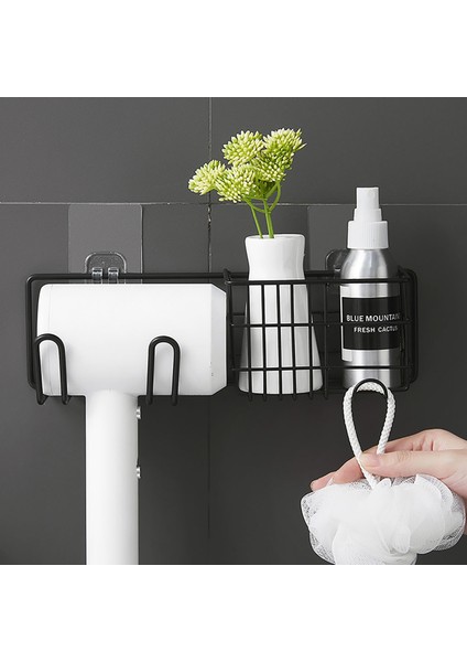 Siyah Üfleyici Tutucu Tarzı Sürtmeli Köşe Depolama Rafı Duş Sepeti Banyo Aksesuarları Duvara Monte Mutfak Organizatör Şampuan Tutucu Vantuzlu Ayak (Yurt Dışından)