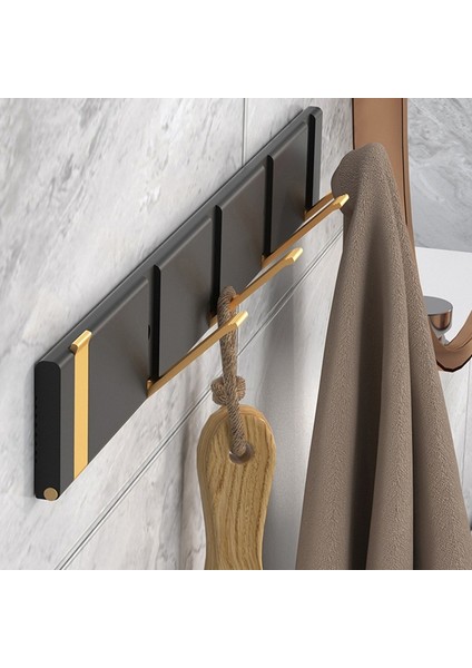 Siyah Altın 6 Kanca Stili Katlanabilir Havlu Askısı 2 Yönlü Montaj Duvar Kanca Ceket Kıyafet Tutucu Banyo Mutfak Yatak Odası Koridor, Siyah Altın (Yurt Dışından) modelleri