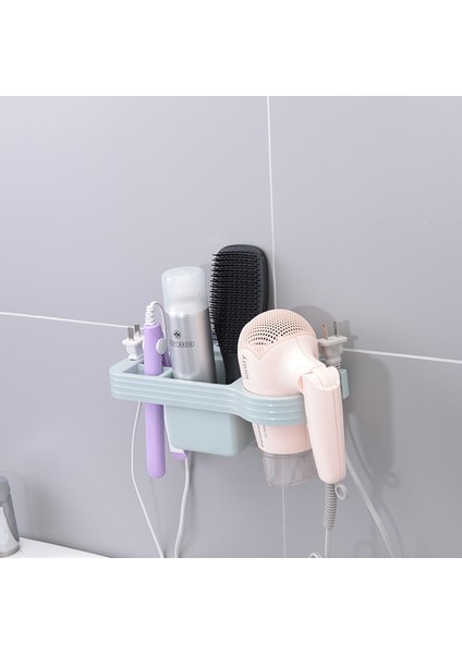 Mavi Bir Stil Elossa Banyo Rafı Eller Serbest Saç Kurutma Makinesi Tutucu Saklama Kutusu Saç Maşası Rafı Banyo Düzenleyici Ev Aksesuarları Seti (Yurt Dışından)