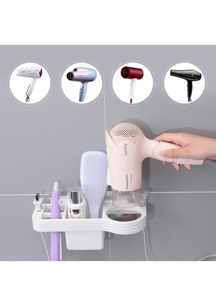 Mavi Bir Stil Elossa Banyo Rafı Eller Serbest Saç Kurutma Makinesi Tutucu Saklama Kutusu Saç Maşası Rafı Banyo Düzenleyici Ev Aksesuarları Seti (Yurt Dışından)