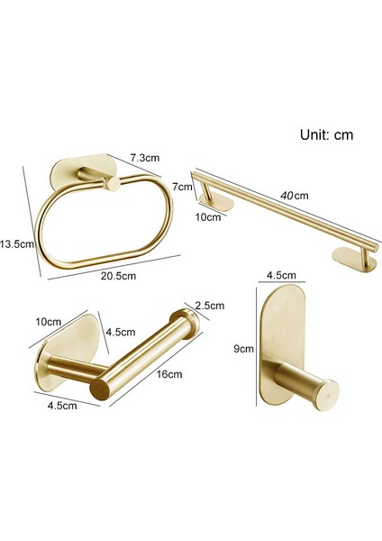 Açık Gri Tarzı Altın Banyo Aksesuar Seti Kağıt Tutucu Havlu Askılığı Bornoz Kanca Havlu Çubuğu Paslanmaz Çelik Banyo Aksesuarları Çivisiz (Yurt Dışından) fiyatları