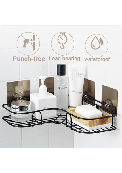 1 Adet Raf Stili Duvara Montaj Matkap Gerektirmeyen Demir Banyo Rafı Şampuan Yerleştirici Emme Kupası ve Kanca Ile Duş Odası Depolama Aracı (Yurt Dışından) fiyatları
