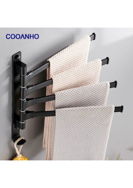 4 Vuruş Stili Duvara Monte Edilebilir Banyo Salıncağında Kol Askılı Havlu Rafı Tutucu Mat Siyah Bitiş (Yurt Dışından) fiyatları
