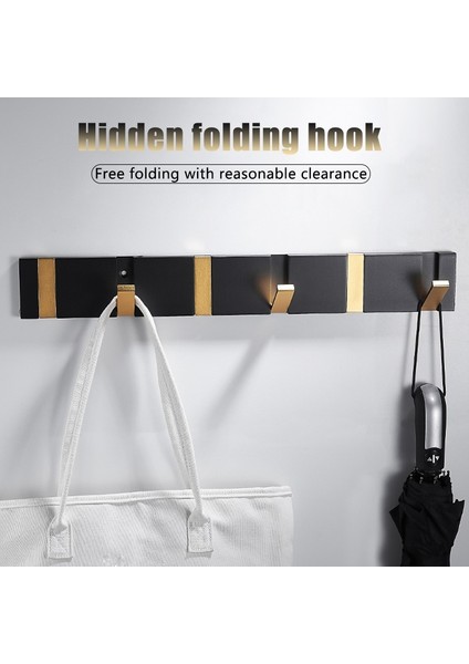 Siyah Altın 4 Kanca Stili Katlanabilir Havlu Askısı 2 Yönlü Montaj Duvar Kanca Ceket Kıyafet Tutucu Banyo Mutfak Yatak Odası Koridor, Siyah Altın (Yurt Dışından) fiyatları