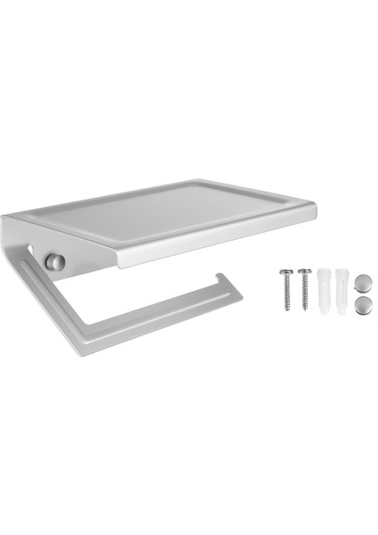 Mat Gümüş Tip 2 Stili Tuvalet Wc Kağıt Tutucu Cep Telefonu Rulo Tutucu Raf Havlu Askısı Siyah (Yurt Dışından)