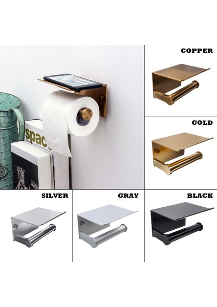 Mat Gümüş Tip 2 Stili Tuvalet Wc Kağıt Tutucu Cep Telefonu Rulo Tutucu Raf Havlu Askısı Siyah (Yurt Dışından) fiyatları