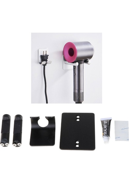 Siyah Stil Dyson Saç Kurutma Makinesi Tutucusu Duvara Monte Edilebilir Su Geçirmez Alüminyum Depolama Rafı - Gümüş (Yurt Dışından) fırsatları