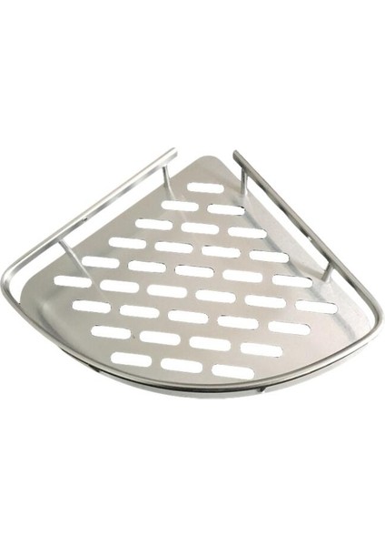 1 Kat Açık Gümüş Stili Yer Punching Banyo Rafı No Shower Caddy Sheves Mutfak Depolama Sepeti Yapışkan Emme Köşe Raflar Duş (Yurt Dışından)