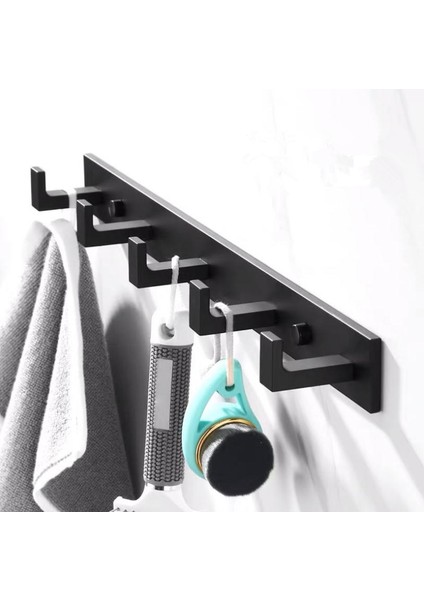Siyah - 5 Kanca Stili Banyo Alanı Alüminyum Elbise Askısı Duvara Monte Giysi Kanca Siyah Banyo Aksesuarları (Yurt Dışından) fiyatları