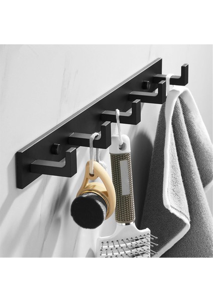 Siyah - 5 Kanca Stili Banyo Alanı Alüminyum Elbise Askısı Duvara Monte Giysi Kanca Siyah Banyo Aksesuarları (Yurt Dışından) fırsatları