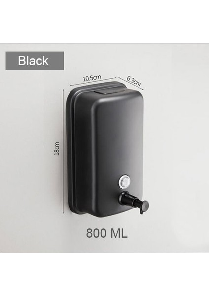800-B Tarzı Duvara Monteli Siyah Paslanmaz Çelik Sabunluk Sızdırmaz Banyo Sabun Pompası (Yurt Dışından)