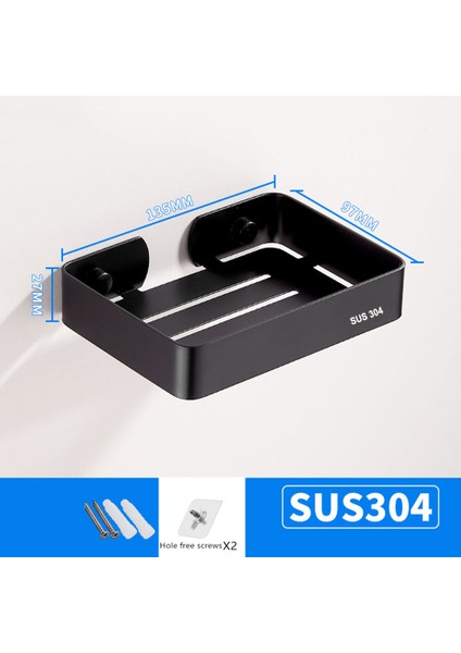 593SİYAH Stil Paslanmaz Çelik Sabunluk Banyo Depolama Sabun Rafı Plaka Kutusu Konteyner Duvar Depolama Rafı Tutucu (Yurt Dışından)