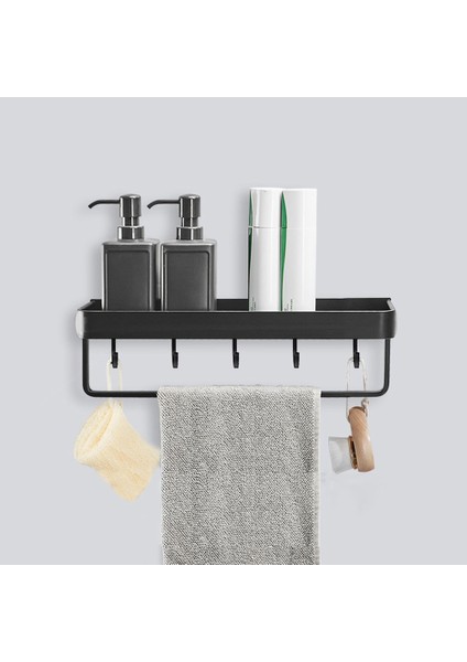 No.3 Tarzı Siyah Banyo Rafı Havlu Askısı ve Kanca Şampuan Tutucu Mutfak Depolama Rafı Köşe Raflar (Yurt Dışından) fırsatları