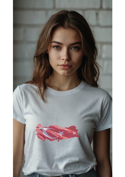 Türk Bayrak Baskılı Unisex T-Shirt Türk Bayraklı Tişört